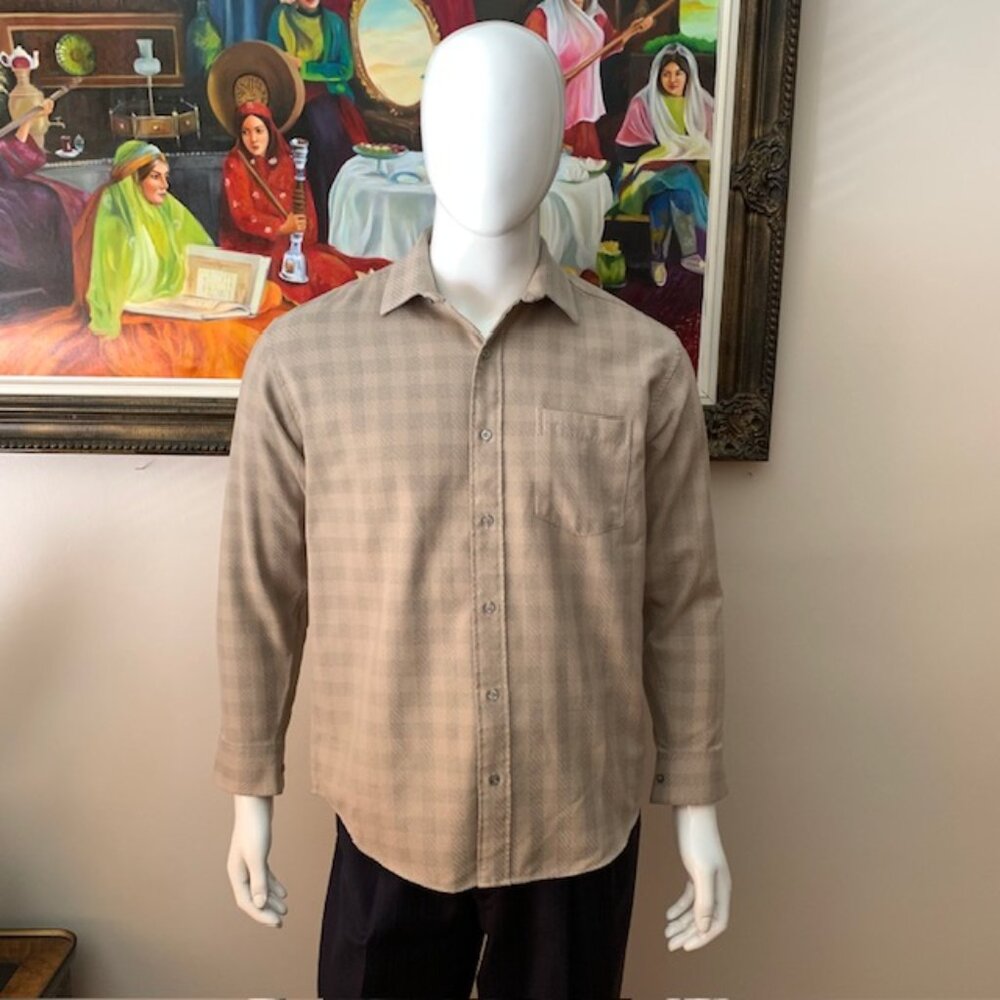 BOSS Hugo Boss Men’s 16 1/2 Shirt Checkered Brown Button Down Long Sleeves